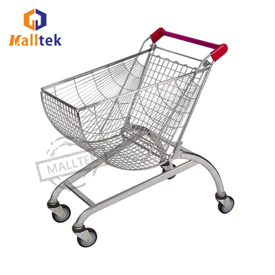 Fan Shaped Metal Shopping Trolley Cart For Supermarket Grocery Foldable Trolley