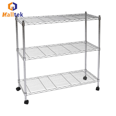 Customized Chrome Plated 3 Layers Stainless Steel Wire Shelf Adjustable For Kitchen