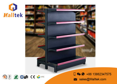 Metal Multi Tier Single Sided Gondola Shelving Cold Rolled Steel Solid Structure