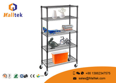 Movable Adjustable Wire Storage Shelve Powder Coating 6 Tier Heavy Duty