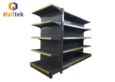Multifunctional Supermarket Shelves , Gondola Rack Double Surfaces Back Plate