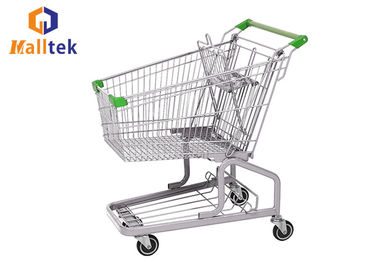 Steel Grocery Mall German Style Trolley , Metal Shopping Cart With Seat Wheels