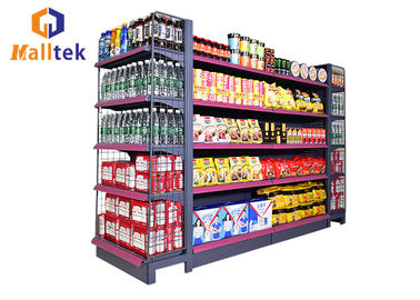 Double Sided Grocery Store Retail Display Stand Racks Supermarket Steel Shelf