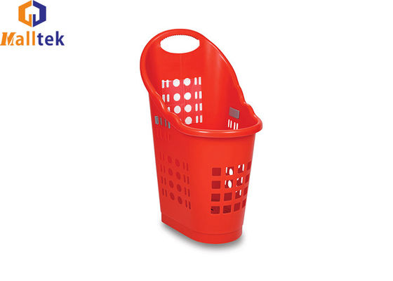 Stackable 4 2'' PU Wheels Plastic Rolling Basket For Grocery Store