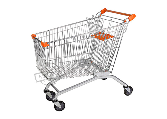 210L Supermarket Shopping Trolley Cart With 4 Wheel