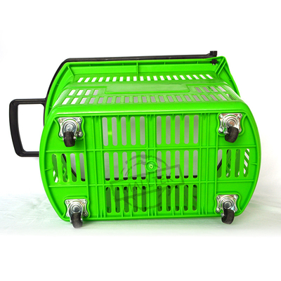 Plastic HDPP Supermarket Basket With Wheels 45L Capacity