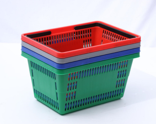 Stackable Grocery Hand Baskets 21L Plastic Carry Basket With Handle