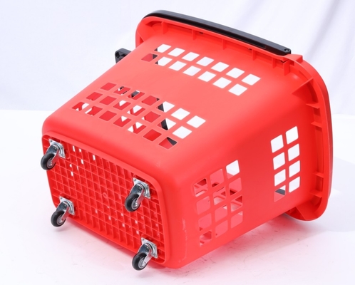 Customized HDPP Plastic Supermarket Basket With Wheels 45L Capacity