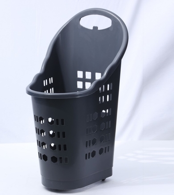 Big Gray Size Supermarket Trolley Basket Hand Pull Plastic Grocery Basket