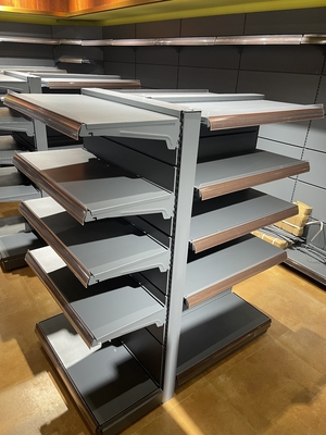 Multilayer Supermarket Convenience Store Product Display Steel Wood Shelf Customization