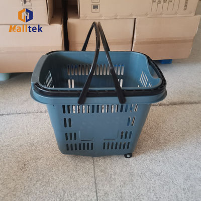 55L Shopping Mall Rolling Baskets With 4 Wheels For Retail Stores