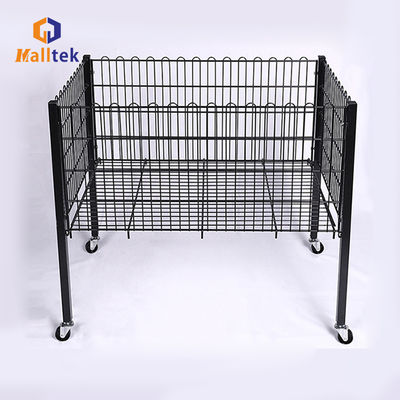 Custom Promotion cage Capacity Stackable Wire Baskets With Wheels