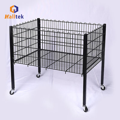 Custom Promotion cage Capacity Stackable Wire Baskets With Wheels