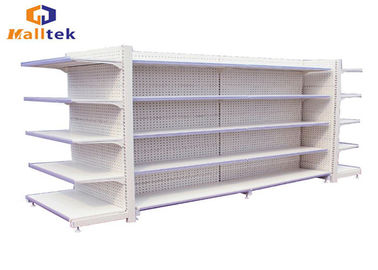 Perforated Supermarket Gondola Shelving Single Or Double Sided Gondola Display Rack