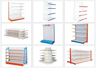 Perforated Supermarket Gondola Shelving Single Or Double Sided Gondola Display Rack