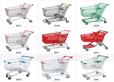 European Style Supermarket Shopping Trolley Cart For Retail Grocery Store