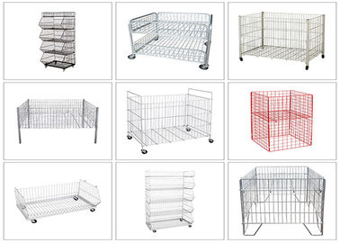 Folding Steel Stackable Wire Drawers Colorful Durable Wire Stacking Bins