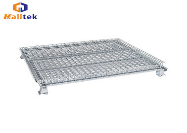 Folded Stacking Wire Mesh Storage Cages Collapsible Fireproof Steel Material
