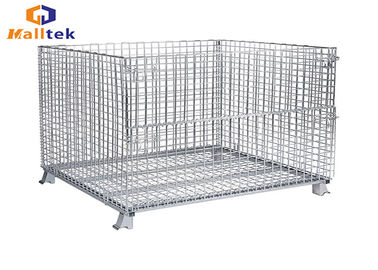 Folded Stacking Wire Mesh Storage Cages Collapsible Fireproof Steel Material