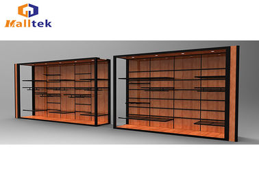 Stainless Steel Spice Wood Display Rack Wall Mounted Wood Shelving Units For Shops