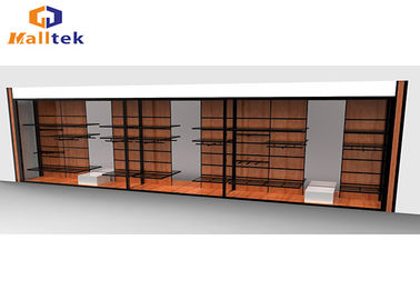 Stainless Steel Spice Wood Display Rack Wall Mounted Wood Shelving Units For Shops