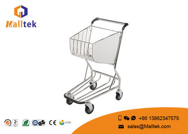 Hand Brake Airport Passenger Baggage Trolleys Steel Basket 90kg Load Capacity