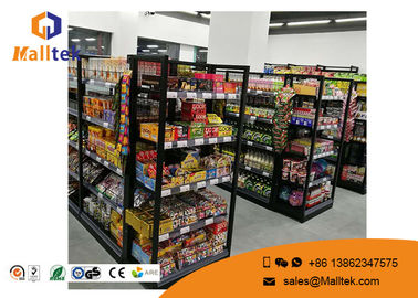 Grocery Customized Shop Display Fittings Rust Resistance Black Gondola Shelving