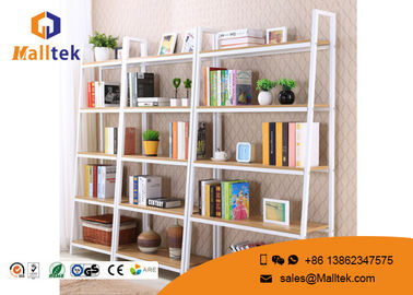 Movable Steel Wood Display Rack Powder Coating Wooden Store Shelves