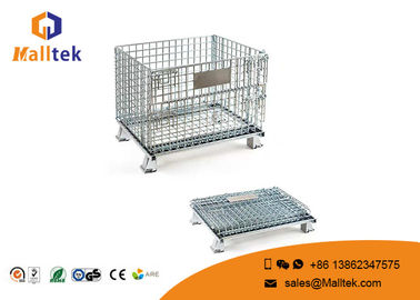 Foldable Wire Mesh Storage Bins Durable Industrial Galvanized Steel Cage