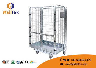 Collapsible Storage Roll Container Trolley Save Space Open Wire Mesh Design