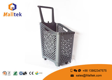 4- Wheels Grey Supermarket Shopping Basket , Larger Retail Shopping Baskets