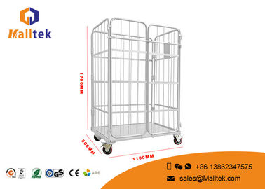 Four Side Logistics Trolley Transports Foldable Frame Metal Security Wire Mesh Trolley