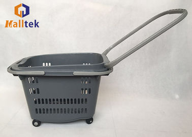 Longlife Rolling Plastic Supermarket Basket , Shopping Basket Trolley With 4 Wheels