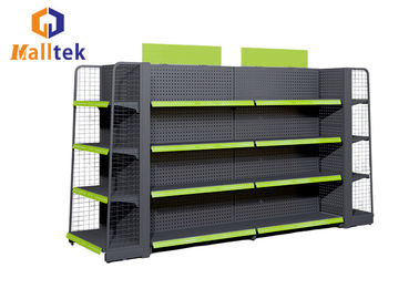 2 Side Supermarket Gondola Shelving Metal Perforated Back Panel Shelf Display Rack