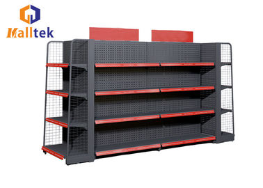 2 Side Supermarket Gondola Shelving Metal Perforated Back Panel Shelf Display Rack