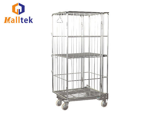 Silver Folding Storage Rolling Galvanised Logistics Trolley Cart