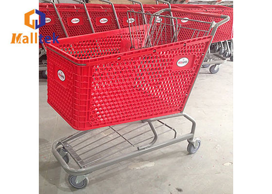 100L Supermarket Plastic Shopping Cart With TPR Wheels