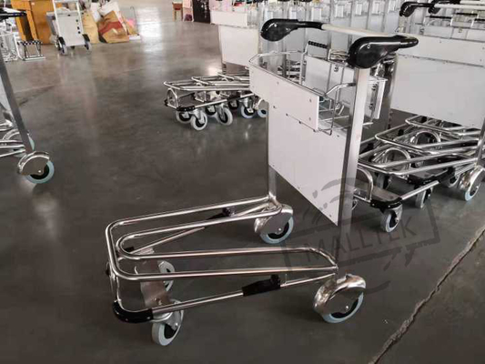 Load 250KG Stainless Steel Airport Trolley 2 Tier 4 Wheels With Brakes