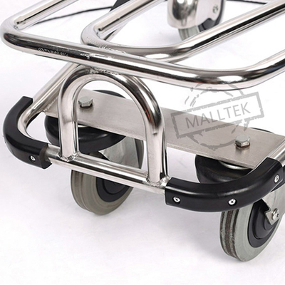 Load 250KG Stainless Steel Airport Trolley 2 Tier 4 Wheels With Brakes