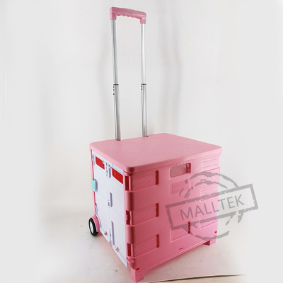 Hand Carts Foldable Supermarket Trolley With Plastic PVC Wheel