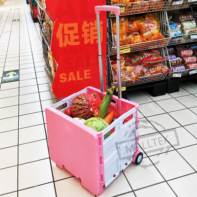 Hand Carts Foldable Supermarket Trolley With Plastic PVC Wheel