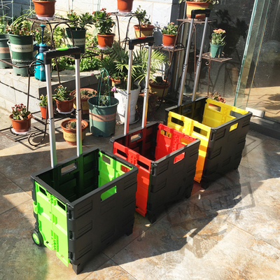 Hand Carts Foldable Supermarket Trolley With Plastic PVC Wheel