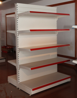 Supermarket Double Side Store Iron Gondola Shelving Rack 120KG Load