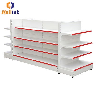 Supermarket Double Side Store Iron Gondola Shelving Rack 120KG Load
